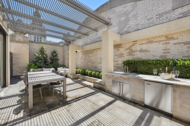 49 Chambers St Phb, Phb, New York City, NY 10007 - view of patio featuring outdoor dining space, an outdoor kitchen, and a pergola