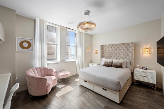 49 Chambers St Phb, Phb, New York City, NY 10007 - bedroom featuring a chandelier and dark wood finished floors