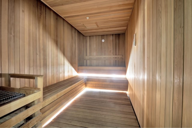49 Chambers St Phb, Phb, New York City, NY 10007 - relaxing sauna / steam room featuring wooden walls and hardwood / wood-style floors