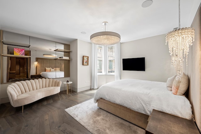 49 Chambers St Phb, Phb, New York City, NY 10007 - bedroom with baseboards and a chandelier