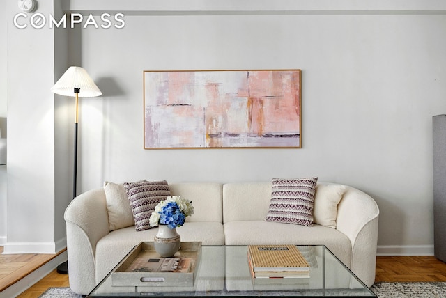 living area with baseboards