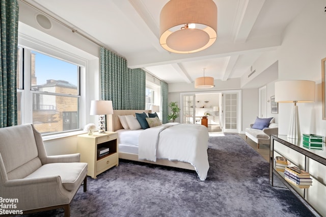 595 W End Ave Unit 9Fl, New York City, NY 10024 - bedroom with beam ceiling