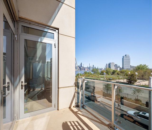 balcony featuring a view of skyline