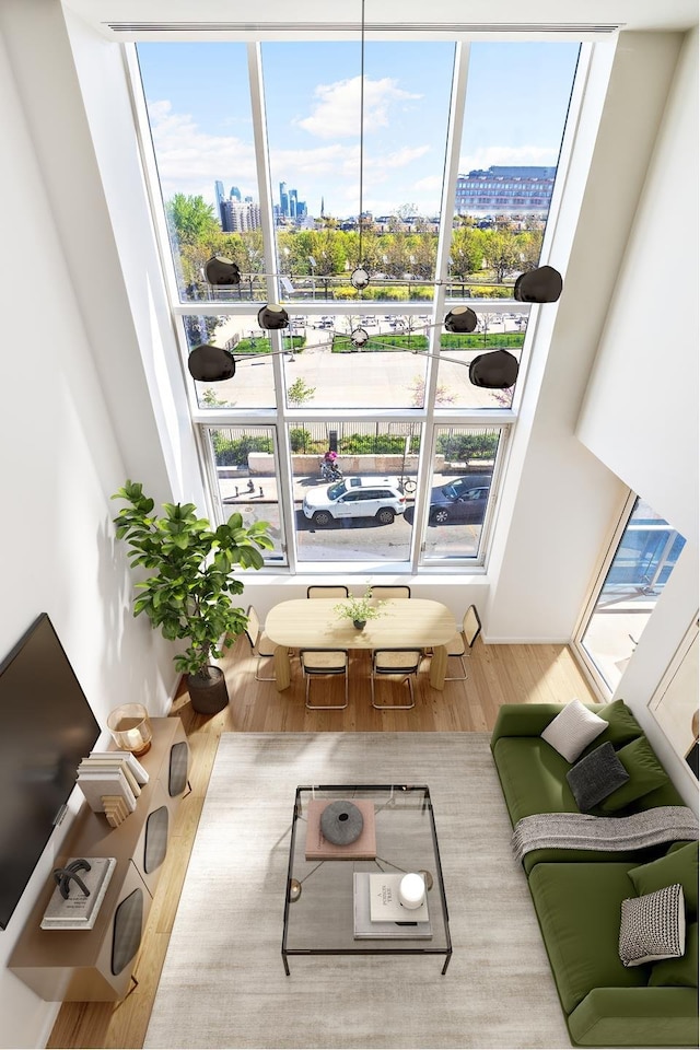 interior space with a view of city