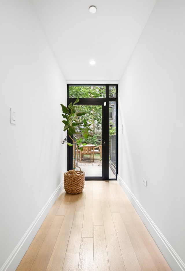 318 E 81st St Unit 1, New York City, NY 10028 - entrance foyer featuring a wall of windows, wood finished floors, and baseboards