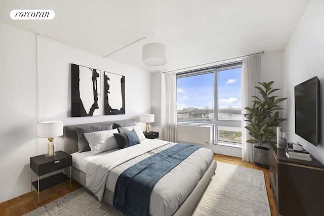 bedroom with multiple windows