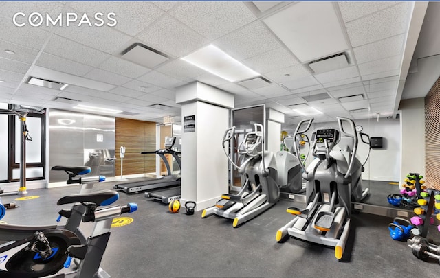 319 Schermerhorn St Unit 6B, New York City, NY 11217 - gym with a drop ceiling