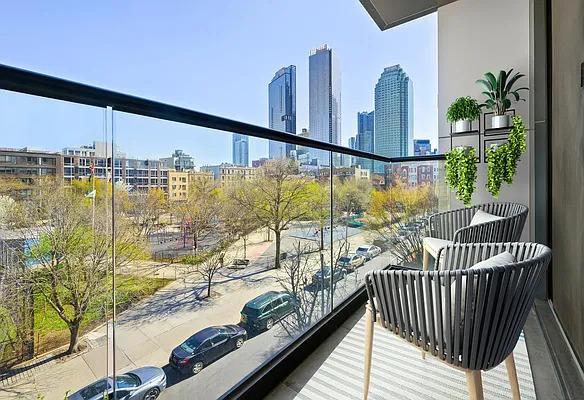 balcony with a skyline view