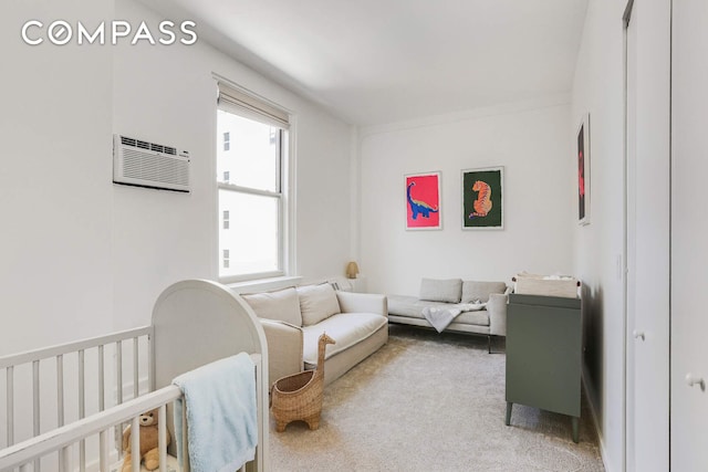 35 E 12th St Unit 8C, New York City, NY 10003 - carpeted bedroom with a crib and an AC wall unit