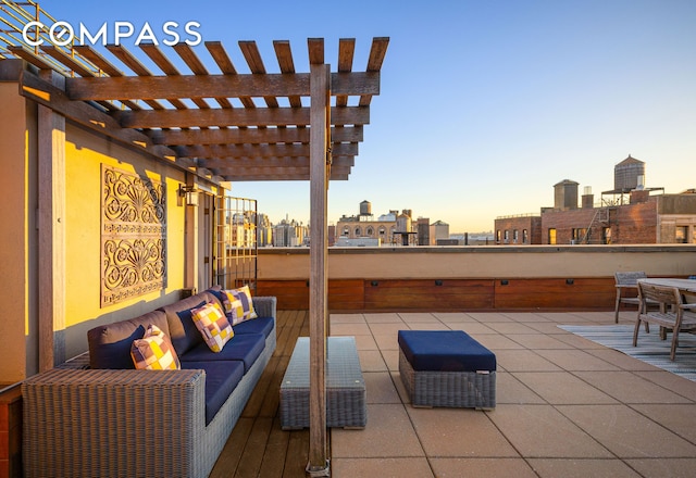 315 W 99th St Pha, Pha, New York City, NY 10025 - view of patio / terrace with a pergola, an outdoor living space, and a city view