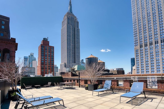 view of patio with a view of skyline