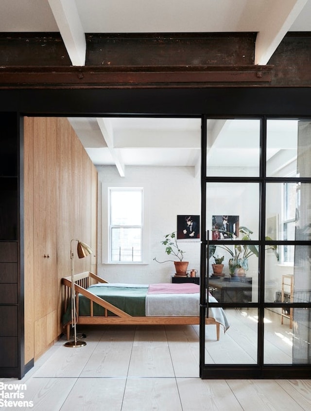 135 Hudson St Unit 6F, New York City, NY 10013 - bedroom with beam ceiling