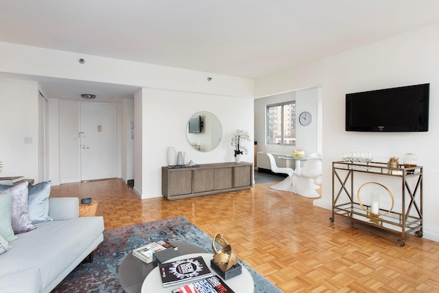living area with baseboards