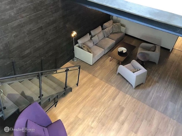 living room with wood finished floors
