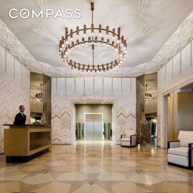 building lobby with a high ceiling