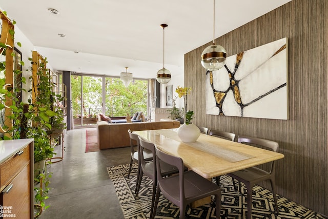114 4th Pl Unit 2, New York City, NY 11231 - dining area with concrete floors and floor to ceiling windows