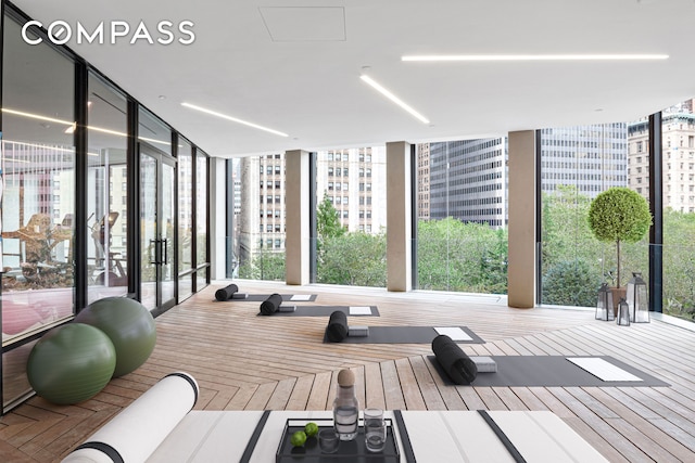 33 Park Row Unit 17B, New York City, NY 10038 - workout area with a wall of windows and healthy amount of natural light