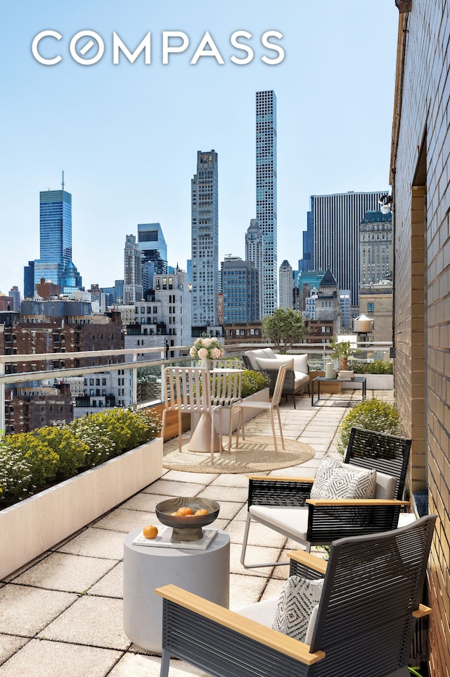 view of patio / terrace featuring a view of skyline