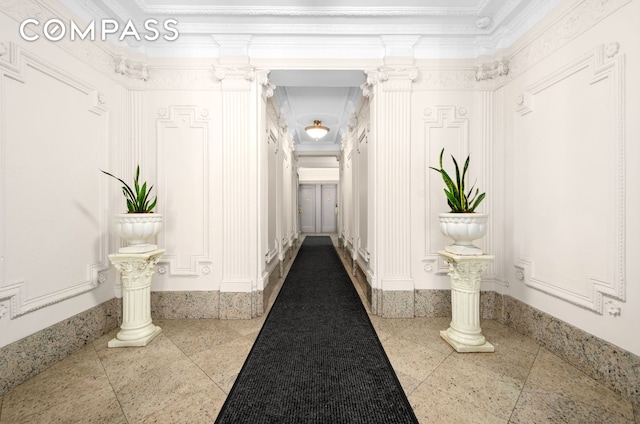 465 Eastern Pkwy Unit D, New York City, NY 11216 - corridor featuring crown molding and baseboards