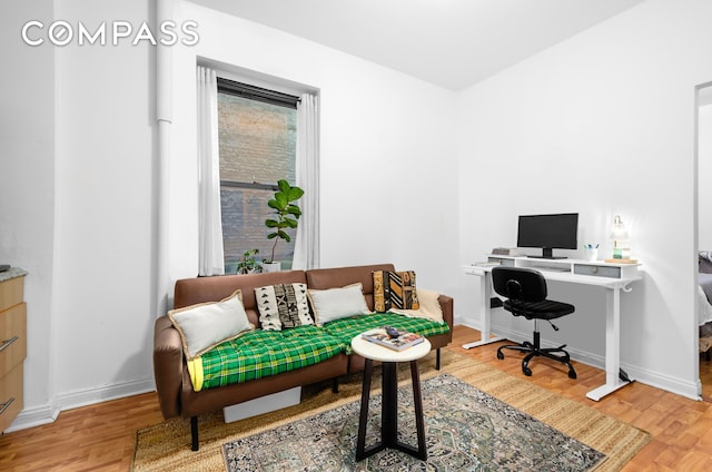 465 Eastern Pkwy Unit D, New York City, NY 11216 - office area featuring wood finished floors and baseboards