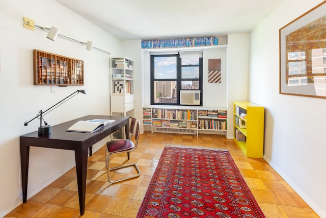 home office with cooling unit