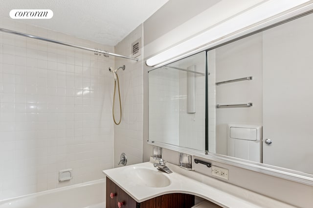 531 Main St Unit 1620, New York City, NY 10044 - bathroom with shower / washtub combination, vanity, and a textured ceiling