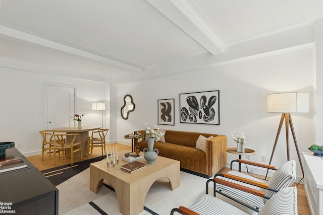 230 Riverside Dr Unit 3K, New York City, NY 10025 - living area with beam ceiling and baseboards