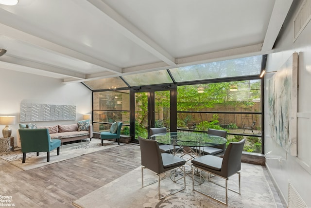 230 Riverside Dr Unit 3K, New York City, NY 10025 - sunroom / solarium featuring an outdoor hangout area, beam ceiling, and outdoor dining space