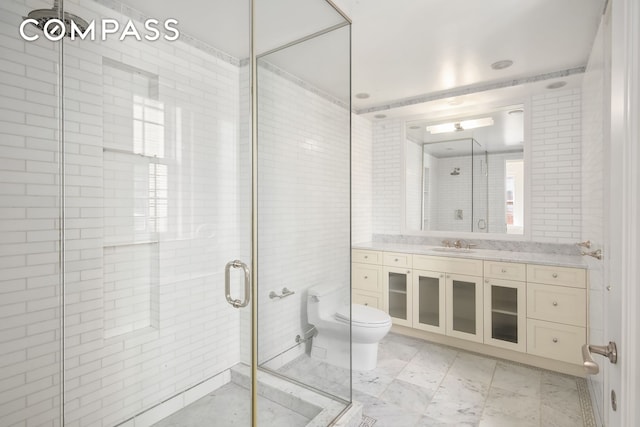 40 E 66th St Unit 12B, New York City, NY 10065 - full bath with vanity, toilet, and a stall shower