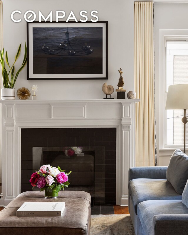 detailed view of a fireplace