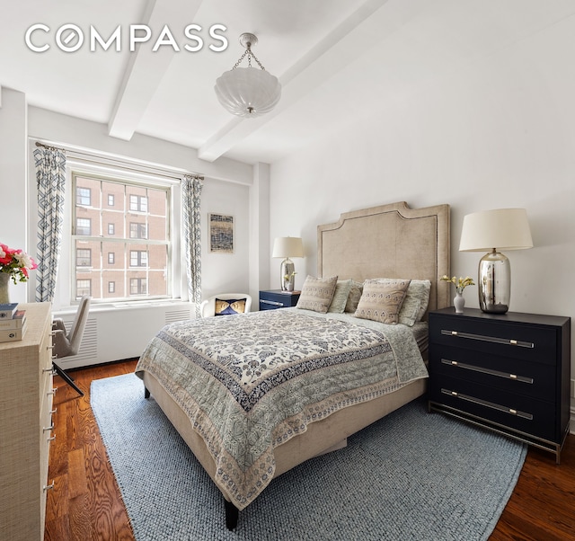 25 5th Ave Unit 8F, New York City, NY 10003 - bedroom with beam ceiling and dark wood-type flooring