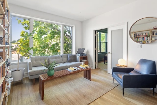 living area featuring light wood-type flooring