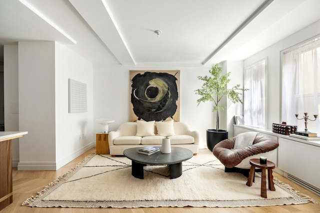 393 W End Ave Unit 1D, New York City, NY 10024 - living room with baseboards and light wood-style flooring