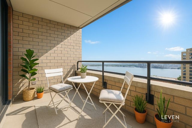balcony with a water view