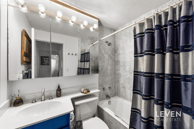 200 Rector Pl Unit 22D, New York City, NY 10280 - bathroom featuring shower / tub combo, vanity, and a textured ceiling