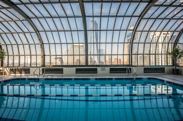 200 Rector Pl Unit 22D, New York City, NY 10280 - indoor community pool with a view of city