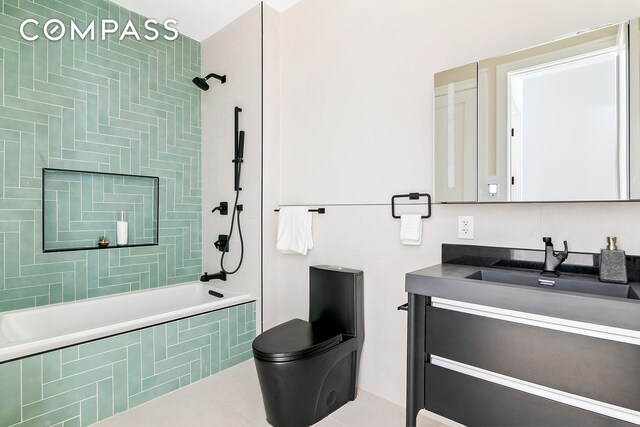 1251 Pacific St Unit 1A, New York City, NY 11216 - bathroom featuring vanity, tiled shower / bath, and tile patterned flooring