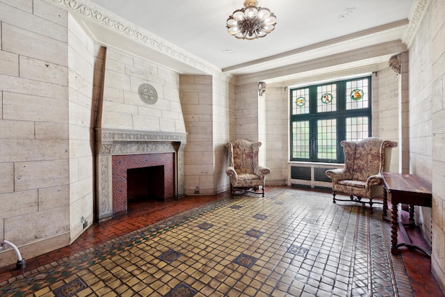 114 Clinton St Unit 3E, New York City, NY 11201 - sitting room featuring a tile fireplace and ornamental molding
