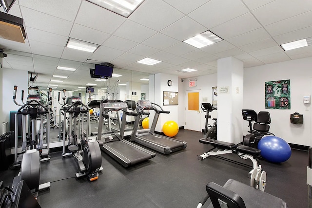 401 E 74th St Unit 2P, New York City, NY 10021 - workout area with a paneled ceiling