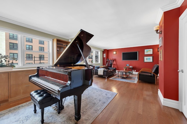 446 E 86th St Unit 7Ef, New York City, NY 10028 - living area with ornamental molding, light wood finished floors, and baseboards