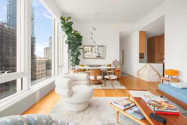 15 E 30th St Unit 21C, New York City, NY 10016 - living room with wood finished floors and a view of city