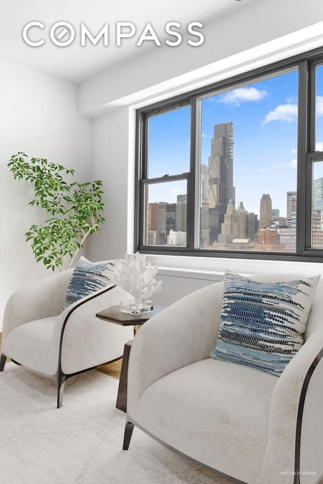 sitting room with a skyline view