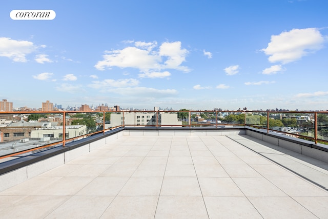 view of patio / terrace featuring a view of city