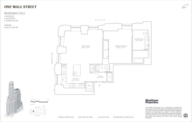 1 Wall St Unit 3212, New York City, NY 10005 - view of home floor plan