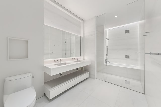 1 Wall St Unit 3212, New York City, NY 10005 - bathroom with double vanity and a stall shower