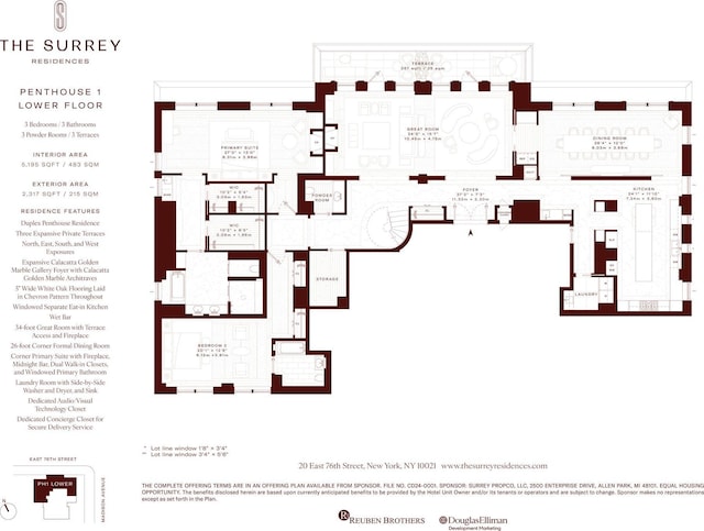 20 E 76th St Unit Ph1, New York City, NY 10021 - view of floor plan / room layout