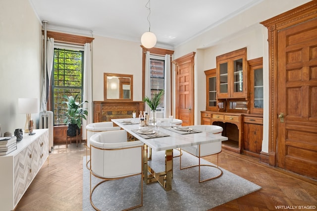 440 Greene Ave, New York City, NY 11216 - dining room with radiator heating unit and ornamental molding