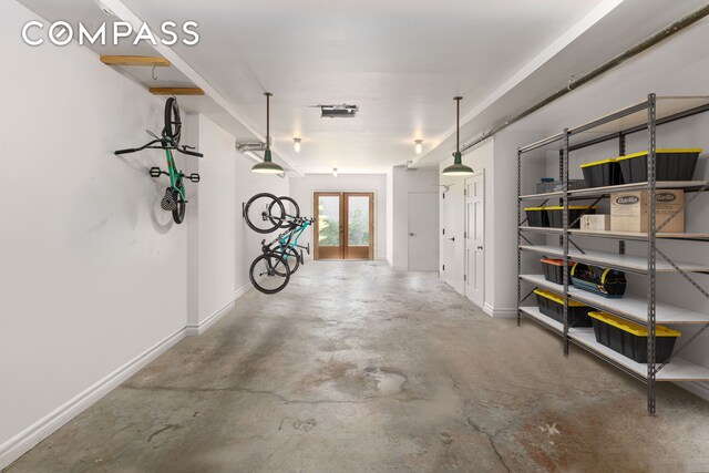 113A Columbia St, New York City, NY 11201 - hall with concrete floors and french doors