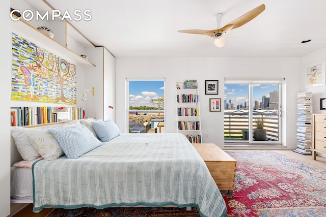 113A Columbia St, New York City, NY 11201 - bedroom featuring access to outside and ceiling fan