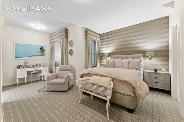 3 E 75th St Unit 1C, New York City, NY 10021 - carpeted bedroom featuring wallpapered walls and baseboards